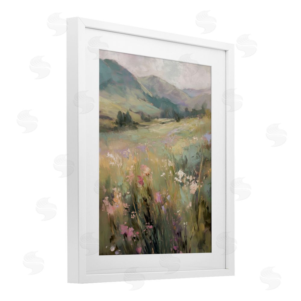 Svetlana Aleynikova Sunlit Meadows Landscape White Framed Print Under Glass Wall Art