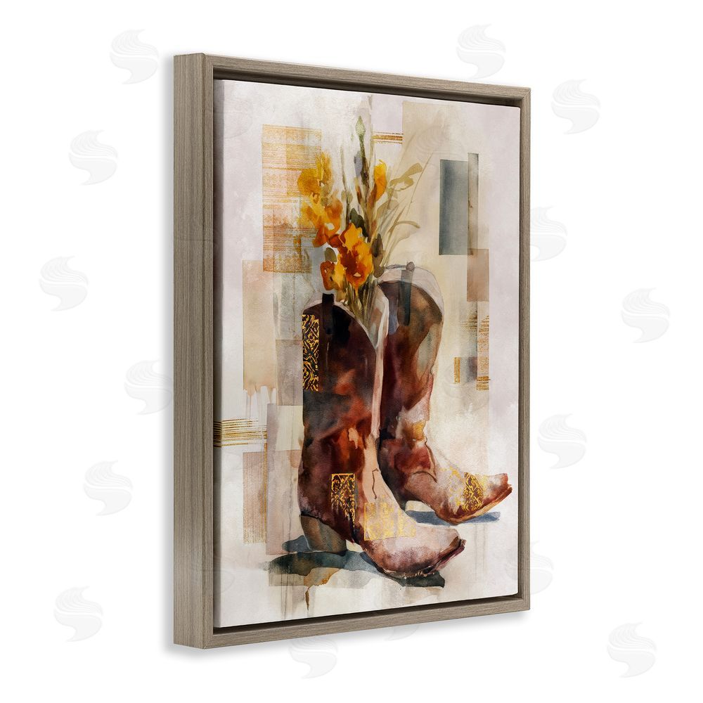 Svetlana Aleynikova Western Roots & Blooms Brown Floating Frame Canvas Wall Art Print