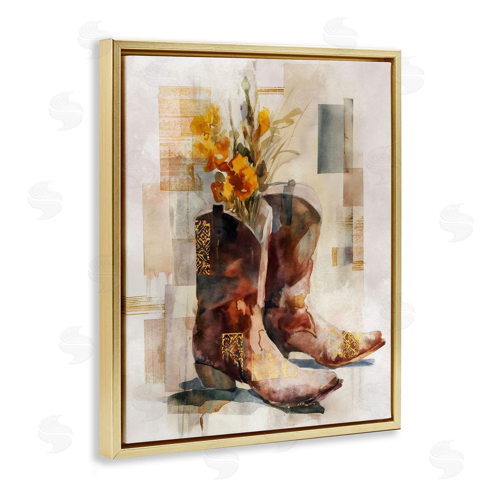 Svetlana Aleynikova Western Roots & Blooms Gold Floating Frame Canvas Wall Art Print