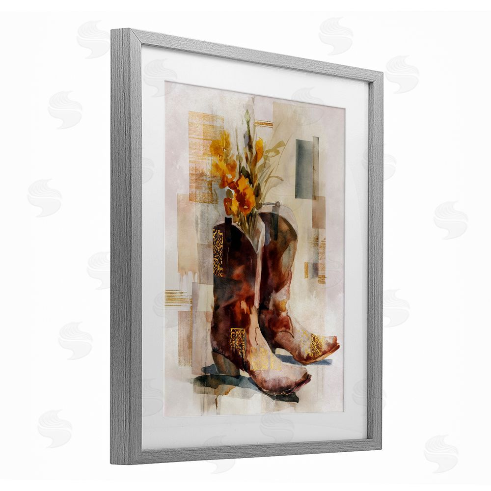 Svetlana Aleynikova Western Roots & Blooms Gray Framed Print Under Glass Wall Art