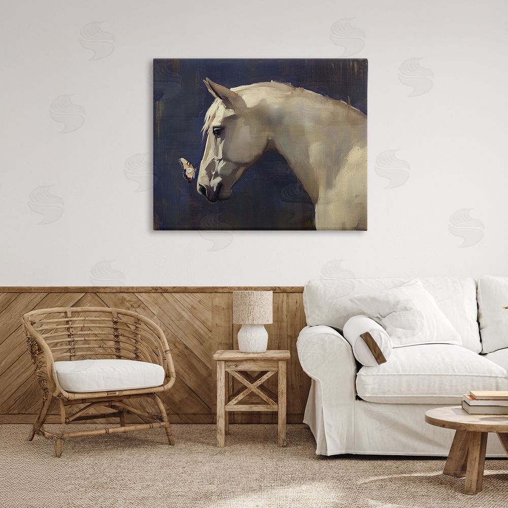 Svetlana Aleynikova Peaceful Meeting Horse & Butterfly Canvas Wall Art Print in Room