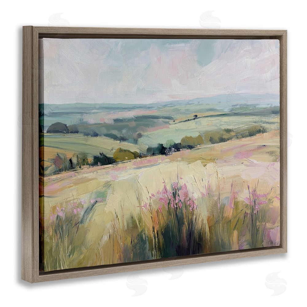 Svetlana Aleynikova Summer Meadow Viewpoint Brown Floating Frame Canvas Wall Art Print