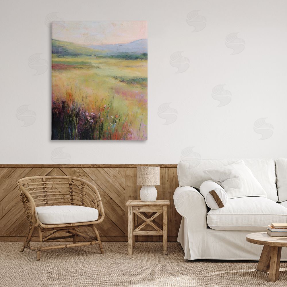 Svetlana Aleynikova Green Valley View Canvas Wall Art Print in Room