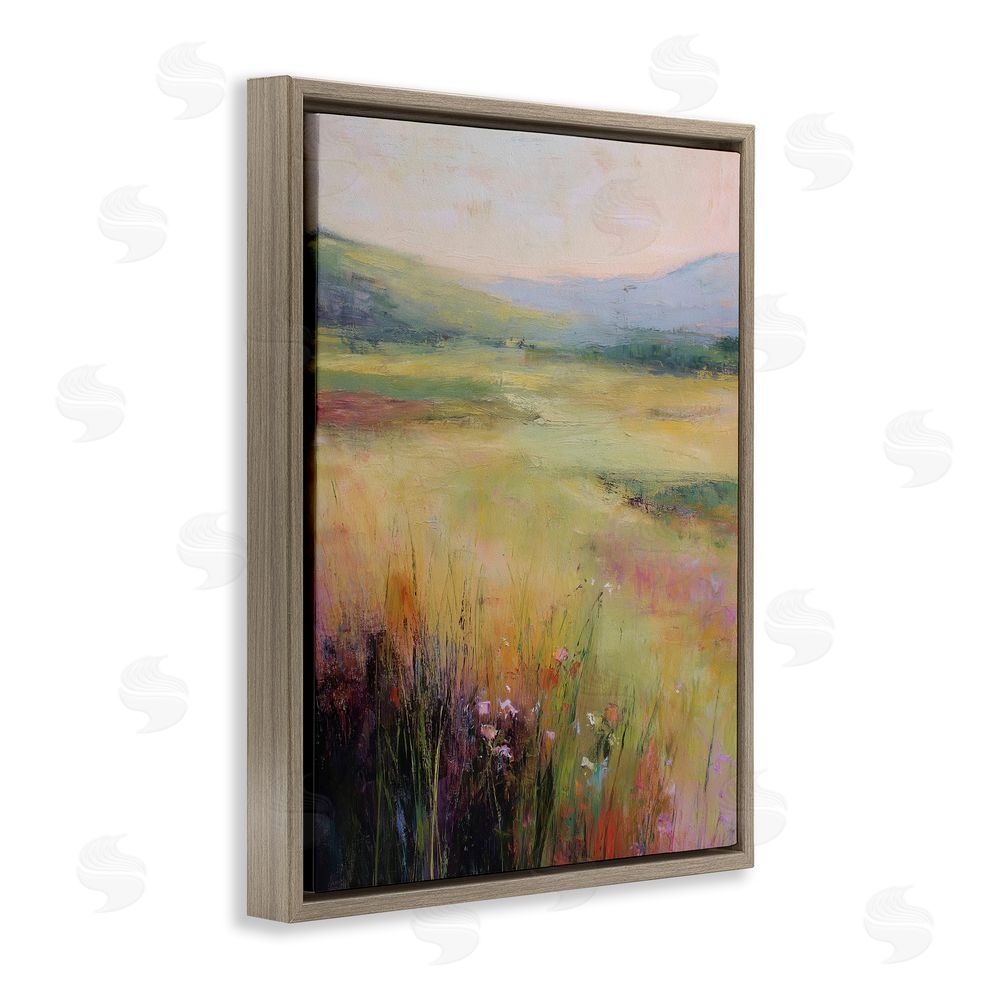 Svetlana Aleynikova Green Valley View Brown Floating Frame Canvas Wall Art Print