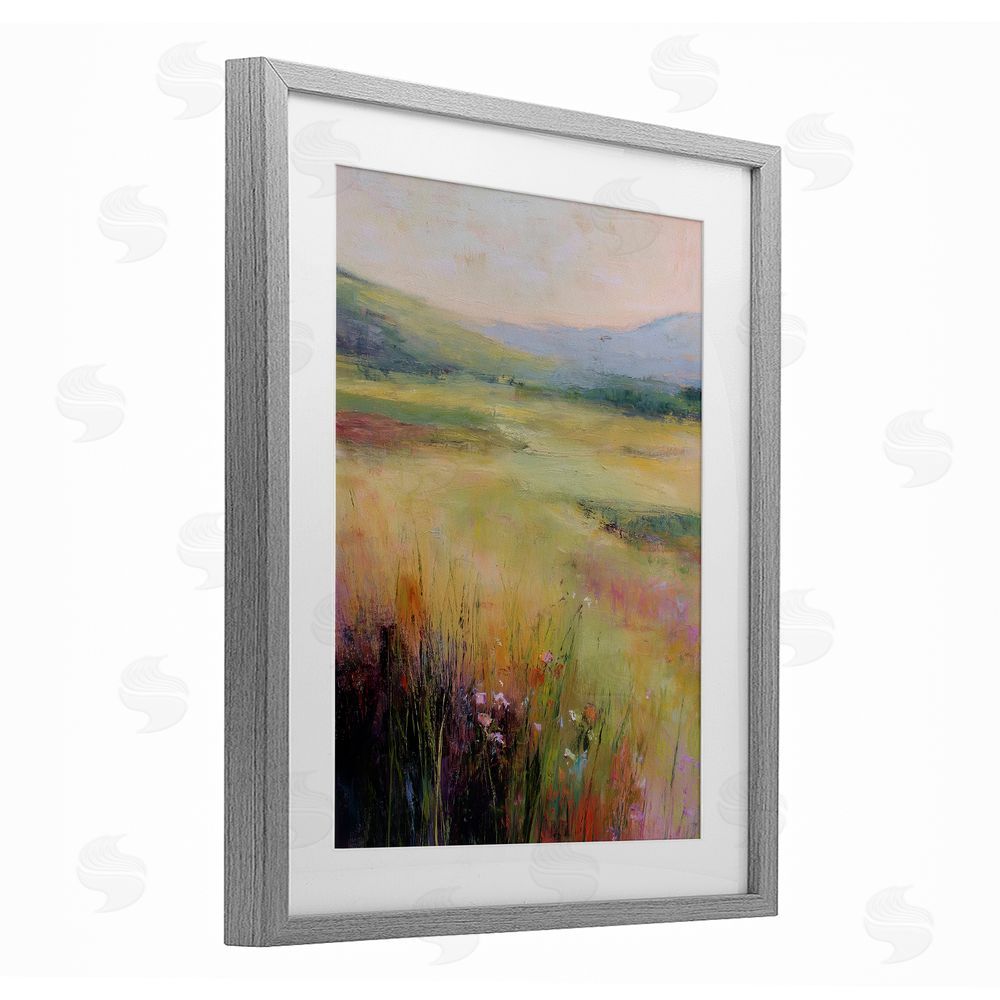 Svetlana Aleynikova Green Valley View Gray Framed Print Under Glass Wall Art