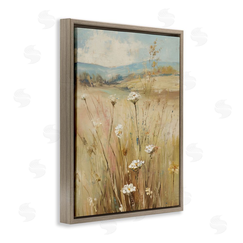Svetlana Aleynikova Natural Lush Hillside Blooms Brown Floating Frame Canvas Wall Art Print
