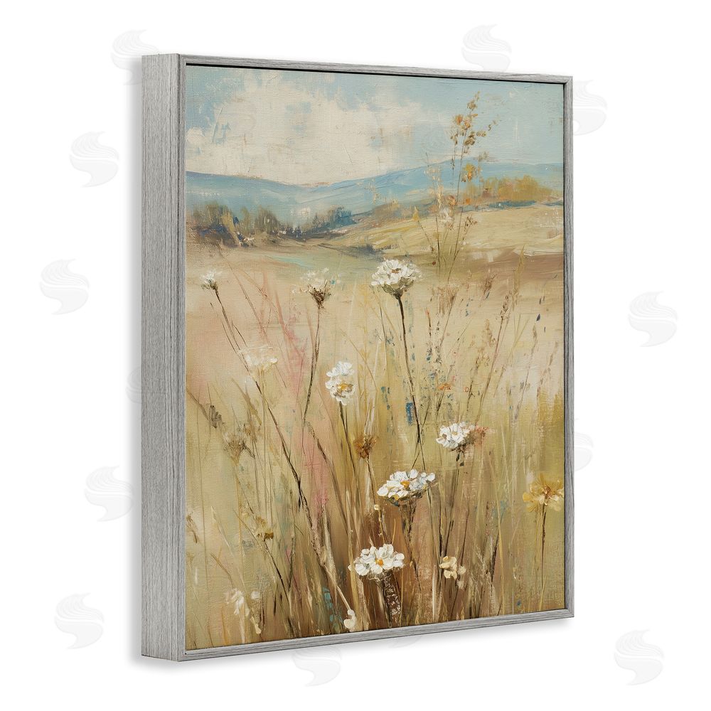 Svetlana Aleynikova Natural Lush Hillside Blooms Gray Framed Giclee Wall Art Print