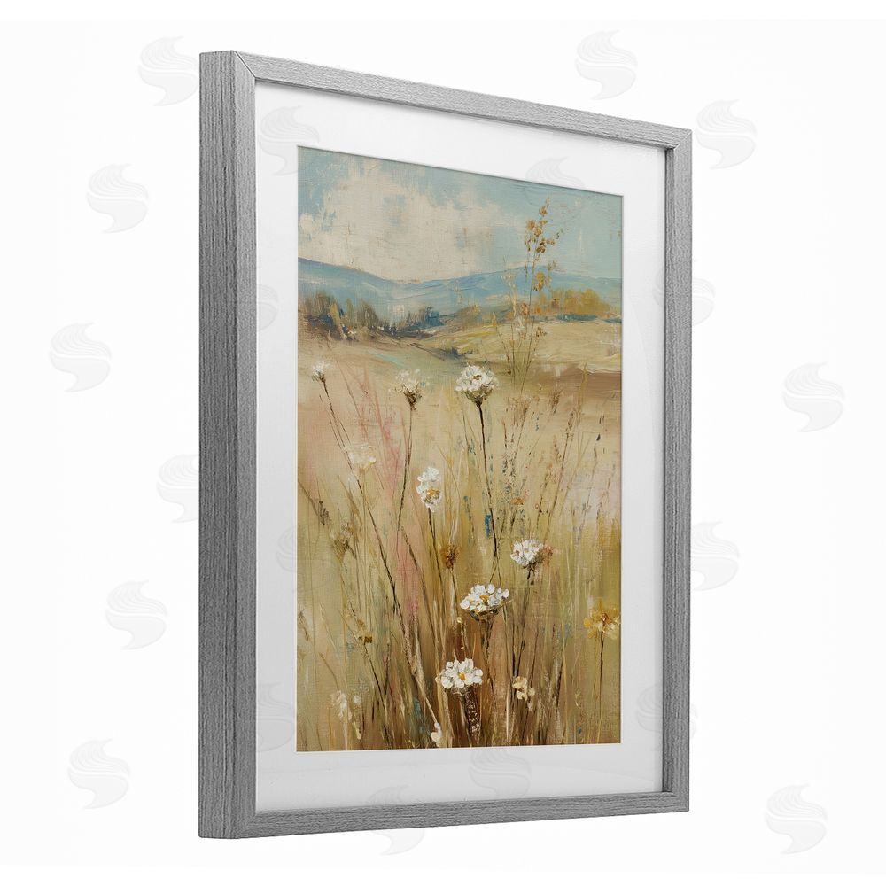 Svetlana Aleynikova Natural Lush Hillside Blooms Gray Framed Print Under Glass Wall Art
