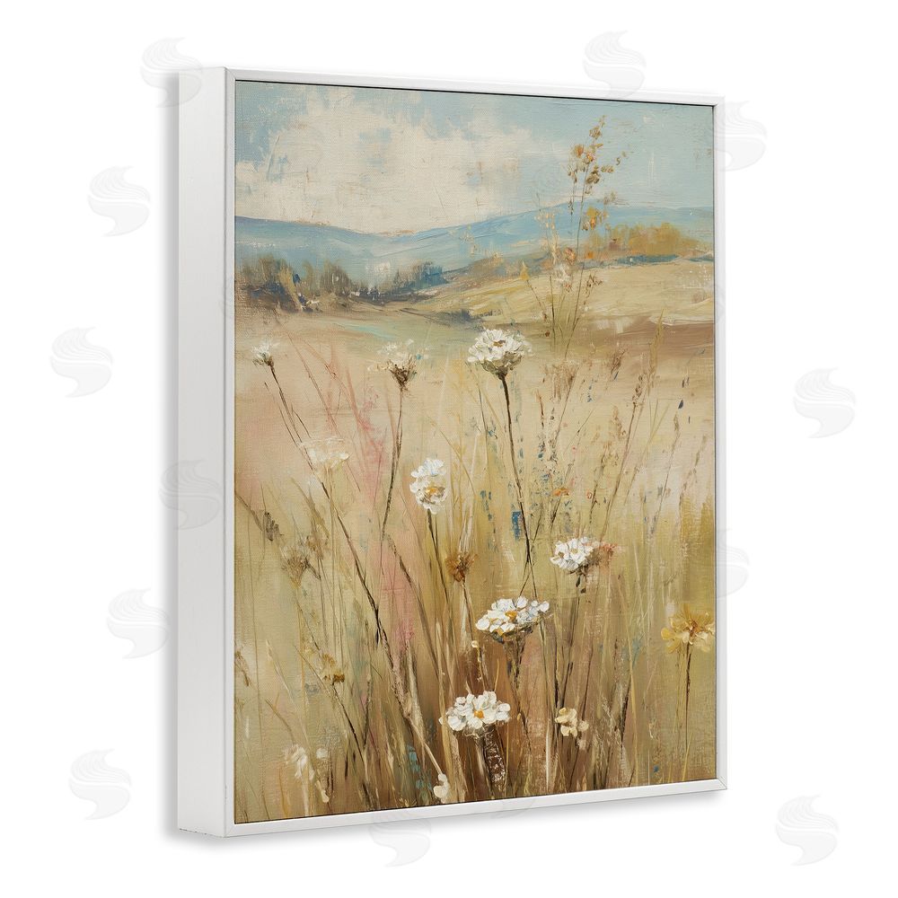 Svetlana Aleynikova Natural Lush Hillside Blooms White Framed Giclee Wall Art Print