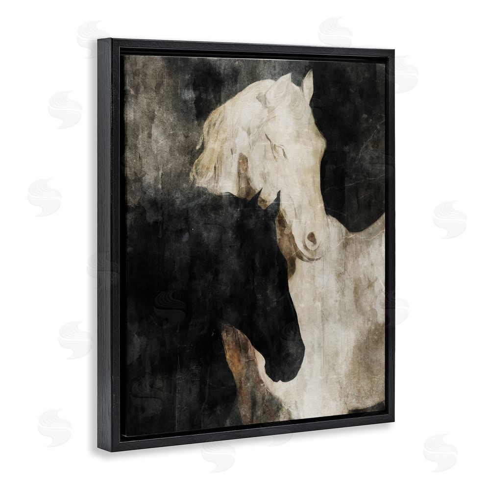 Svetlana Aleynikova Dual Spirit Horses Black Floating Frame Canvas Wall Art Print