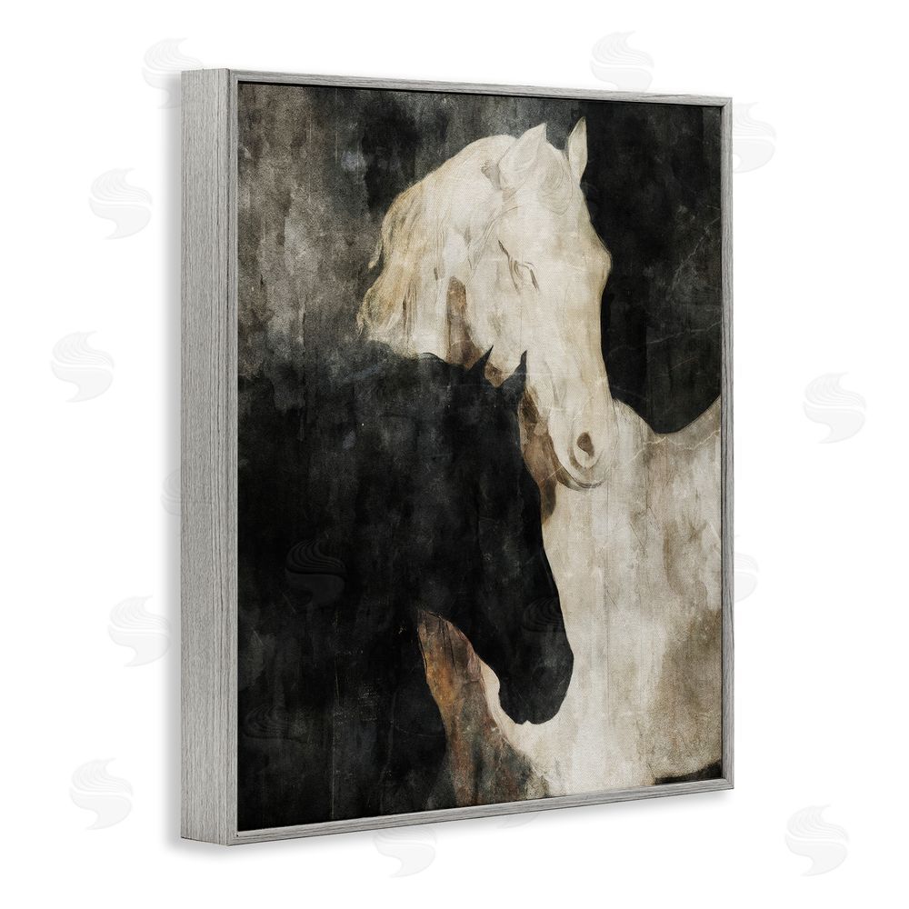 Svetlana Aleynikova Dual Spirit Horses Gray Framed Giclee Wall Art Print