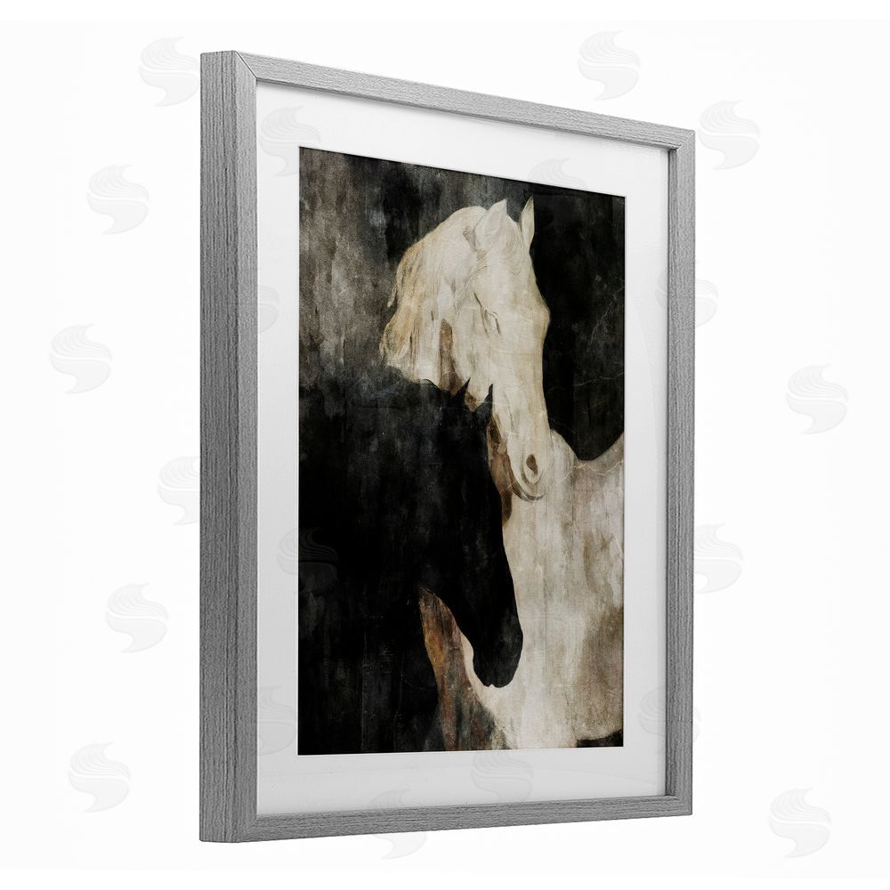 Svetlana Aleynikova Dual Spirit Horses Gray Framed Print Under Glass Wall Art