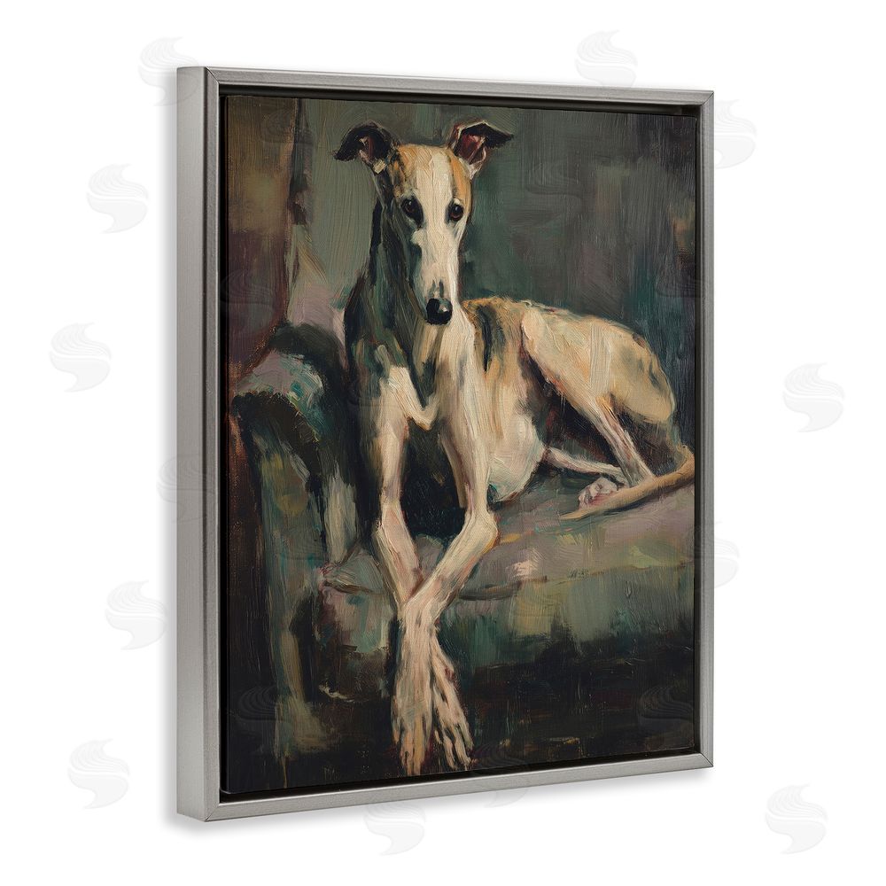 Svetlana Aleynikova Regal Comfort Whippet Dog Gray Floating Frame Canvas Wall Art Print