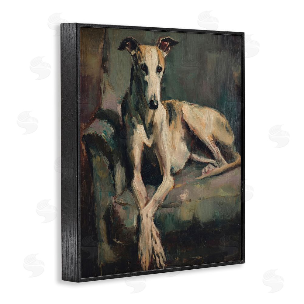 Svetlana Aleynikova Regal Comfort Whippet Dog Black Framed Giclee Wall Art Print