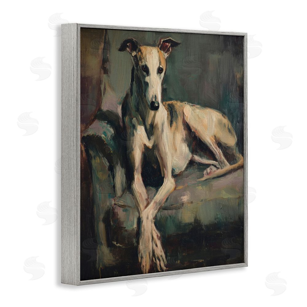 Svetlana Aleynikova Regal Comfort Whippet Dog Gray Framed Giclee Wall Art Print