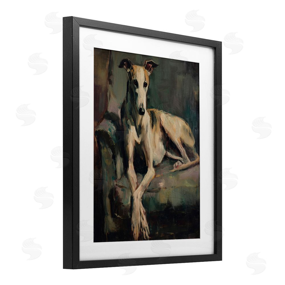 Svetlana Aleynikova Regal Comfort Whippet Dog Black Framed Print Under Glass Wall Art