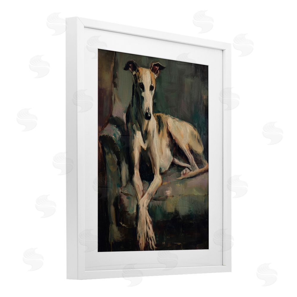 Svetlana Aleynikova Regal Comfort Whippet Dog White Framed Print Under Glass Wall Art