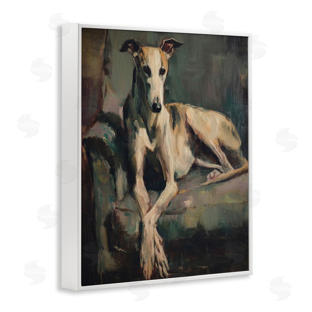 Svetlana Aleynikova Regal Comfort Whippet Dog White Framed Giclee Wall Art Print