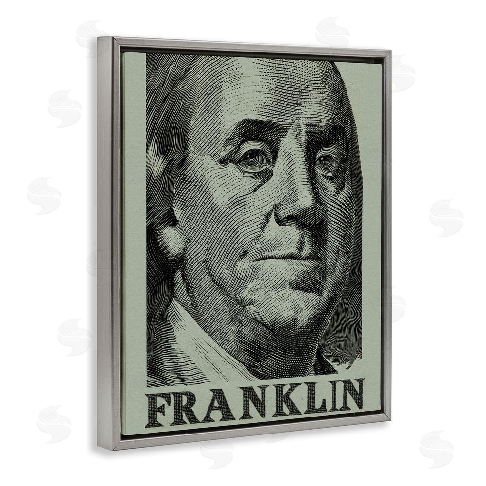 Svetlana Aleynikova Franklin's Influence Portrait Gray Floating Frame Canvas Wall Art Print