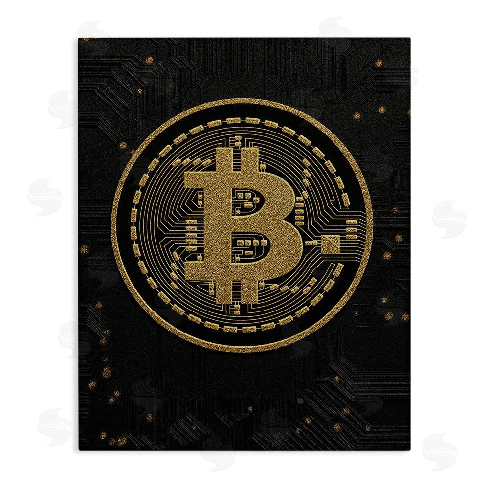 Svetlana Aleynikova Bold Golden Digital Currency Stretched Canvas Wall Art
