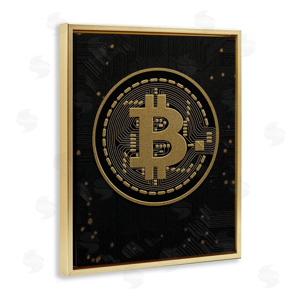 Svetlana Aleynikova Bold Golden Digital Currency Gold Floating Frame Canvas Wall Art Print