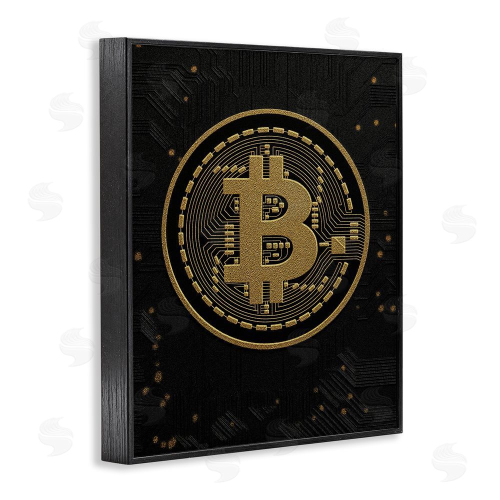Svetlana Aleynikova Bold Golden Digital Currency Black Framed Giclee Wall Art Print