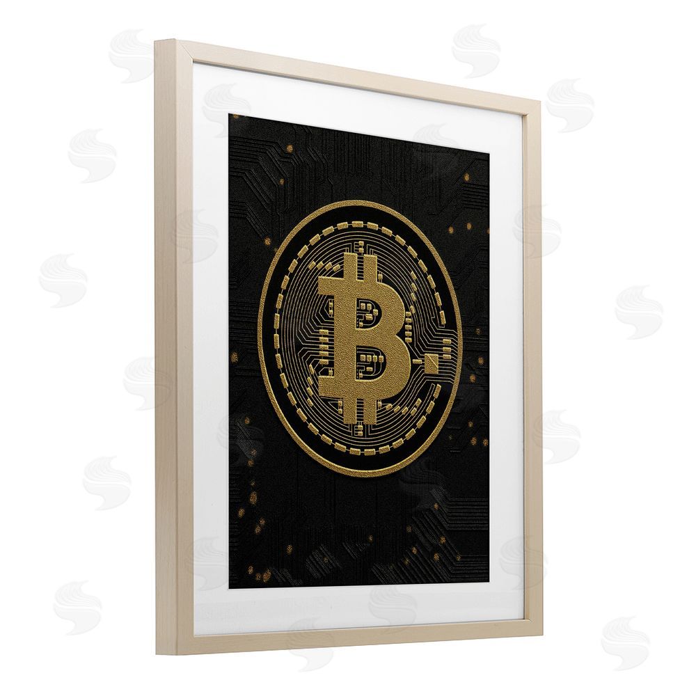 Svetlana Aleynikova Bold Golden Digital Currency Birch Framed Print Under Glass Wall Art