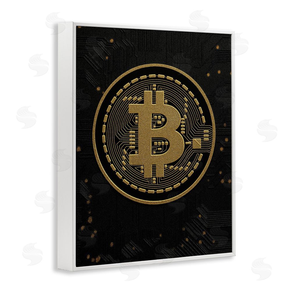 Svetlana Aleynikova Bold Golden Digital Currency White Framed Giclee Wall Art Print