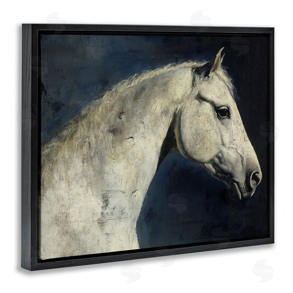 Svetlana Aleynikova Equine On The Blue Night Black Floating Frame Canvas Wall Art Print