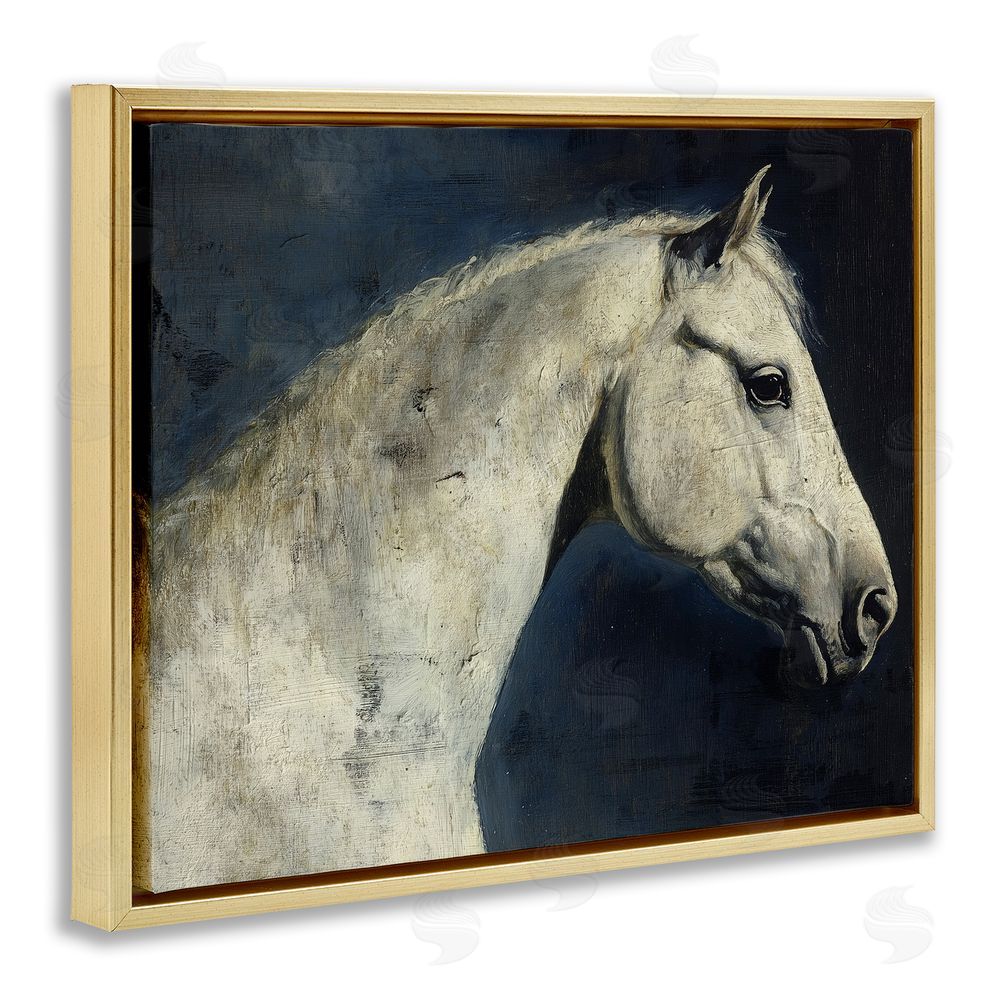 Svetlana Aleynikova Equine On The Blue Night Gold Floating Frame Canvas Wall Art Print