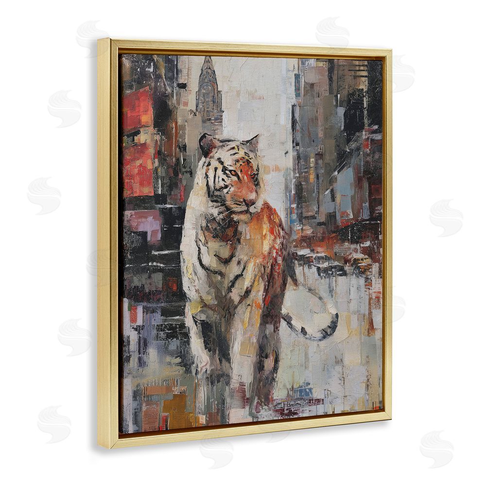 Svetlana Aleynikova Concrete Predator Roaming City Gold Floating Frame Canvas Wall Art Print