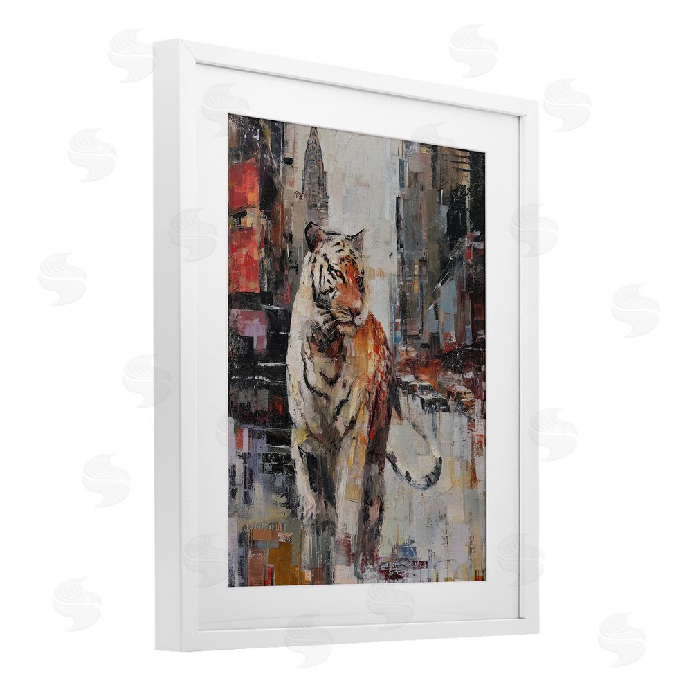 Svetlana Aleynikova Concrete Predator Roaming City White Framed Print Under Glass Wall Art