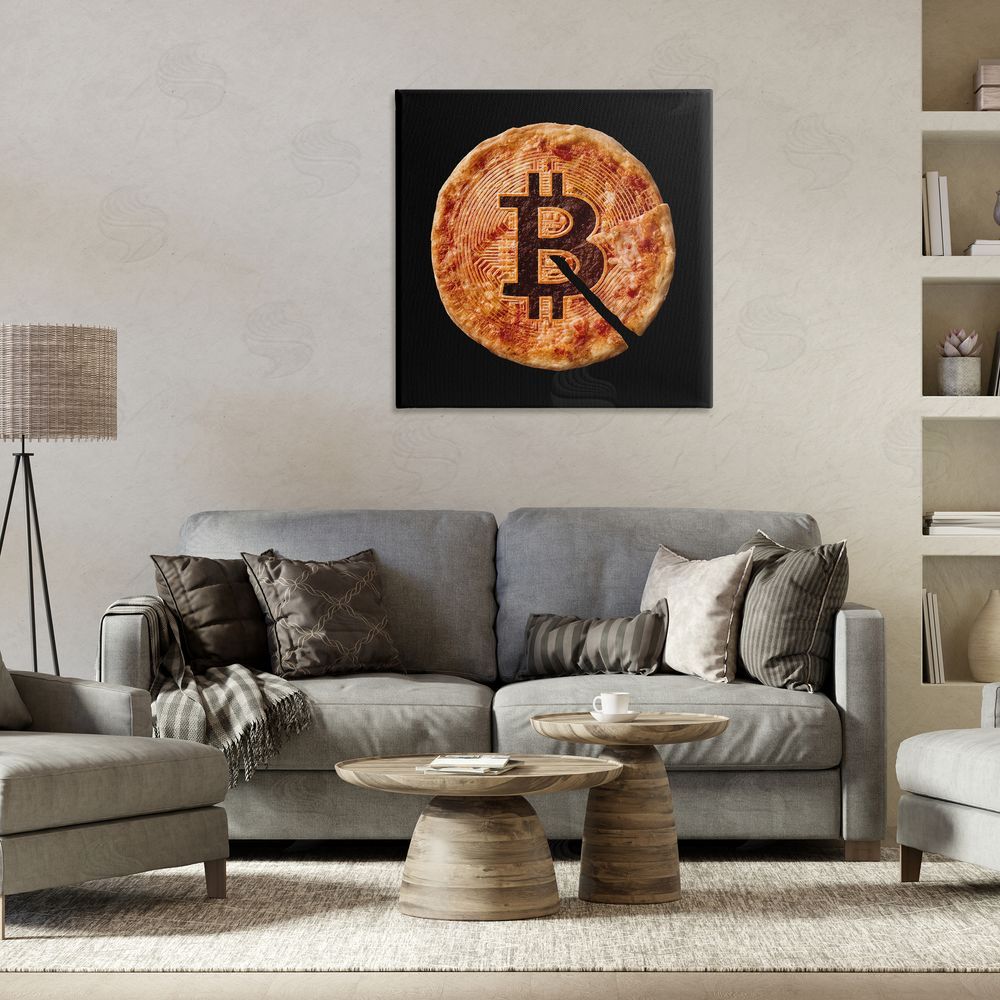 Svetlana Aleynikova Crypto Pizza Slice Stretched Canvas Wall Art in Room