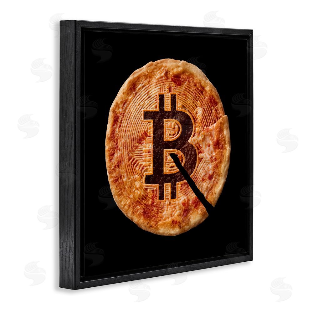 Svetlana Aleynikova Crypto Pizza Slice Black Floating Frame Canvas Wall Art Print