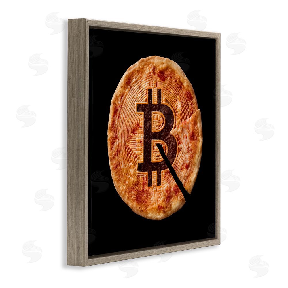 Svetlana Aleynikova Crypto Pizza Slice Brown Floating Frame Canvas Wall Art Print