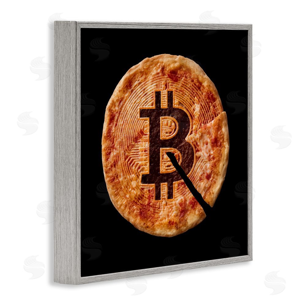 Svetlana Aleynikova Crypto Pizza Slice Gray Framed Giclee Wall Art Print