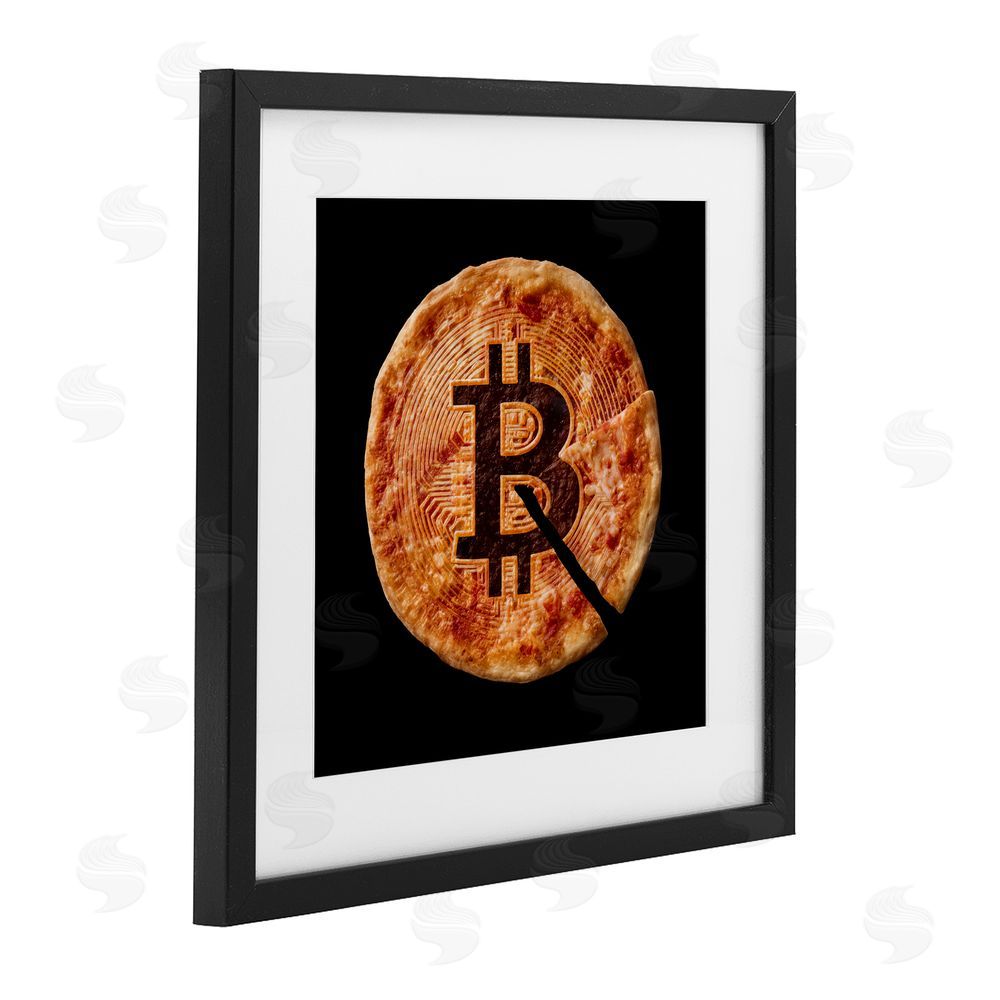 Svetlana Aleynikova Crypto Pizza Slice Black Framed Print Under Glass Wall Art