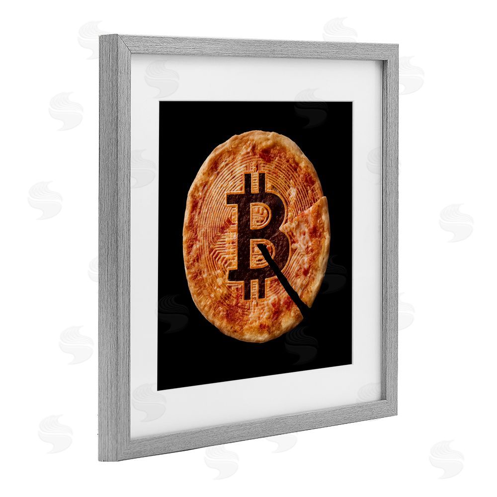 Svetlana Aleynikova Crypto Pizza Slice Gray Framed Print Under Glass Wall Art