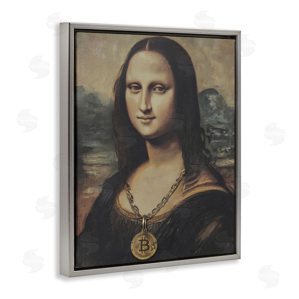 Svetlana Aleynikova Iconic Bitcoin Smile Classic Gray Floating Frame Canvas Wall Art Print