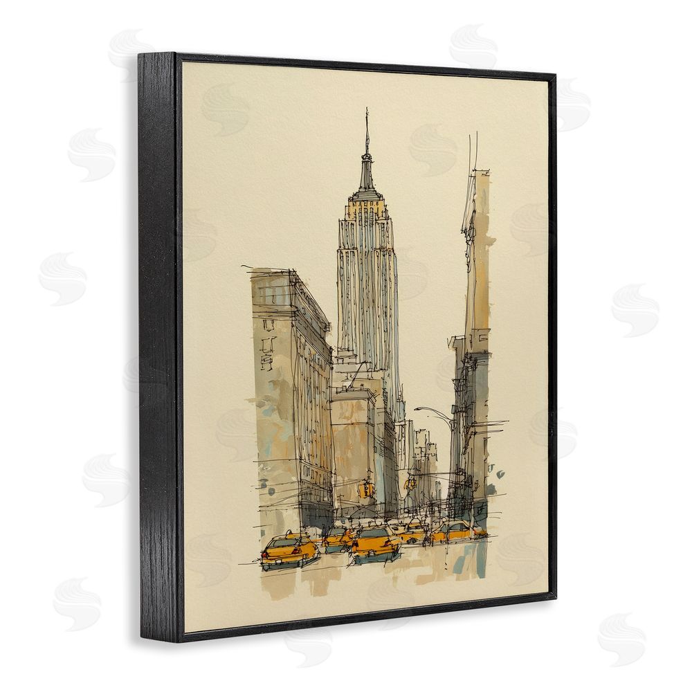 Svetlana Aleynikova NY City Lines Contour Black Framed Giclee Wall Art Print