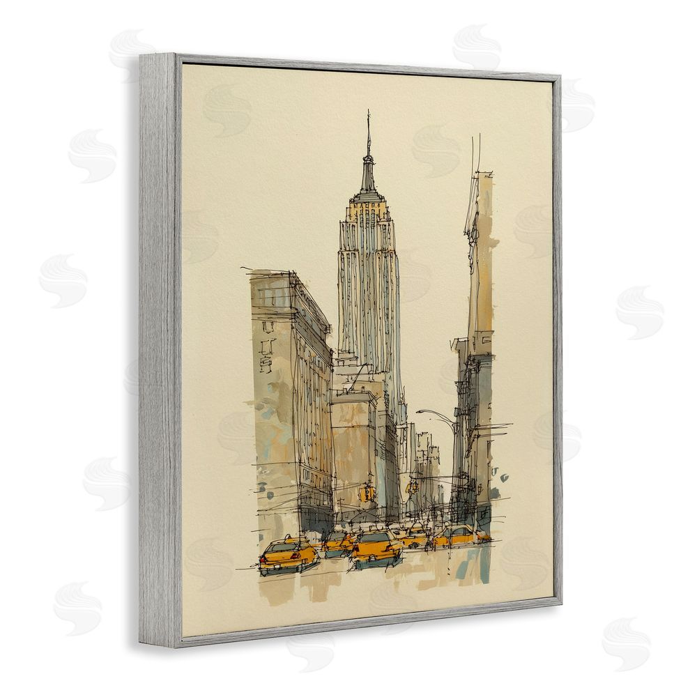 Svetlana Aleynikova NY City Lines Contour Gray Framed Giclee Wall Art Print