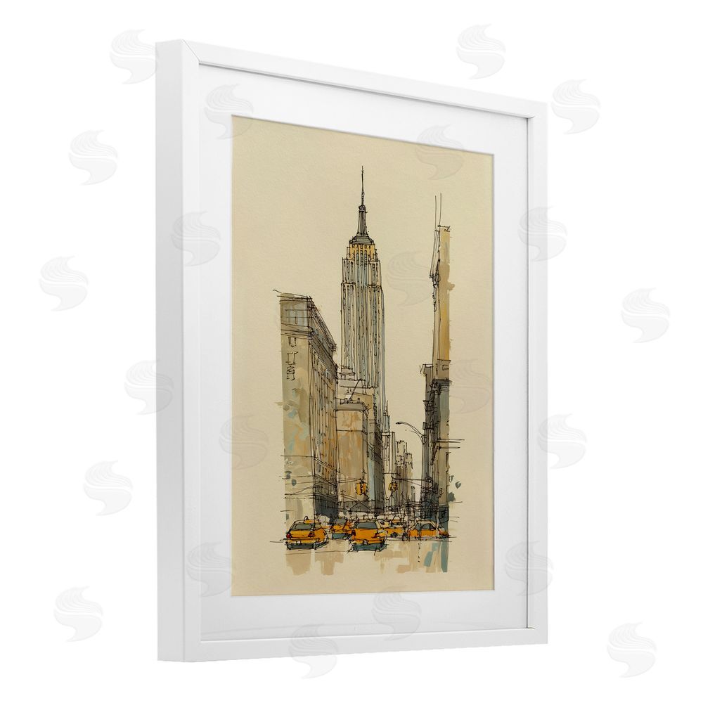 Svetlana Aleynikova NY City Lines Contour White Framed Print Under Glass Wall Art