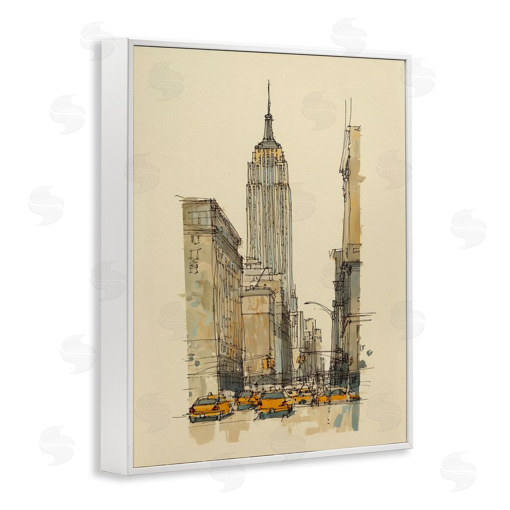 Svetlana Aleynikova NY City Lines Contour White Framed Giclee Wall Art Print