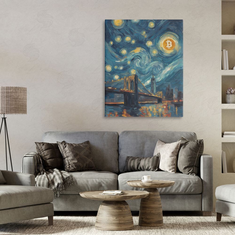 Svetlana Aleynikova Iconic Blockchain Moonlight Canvas Wall Art Print in Room