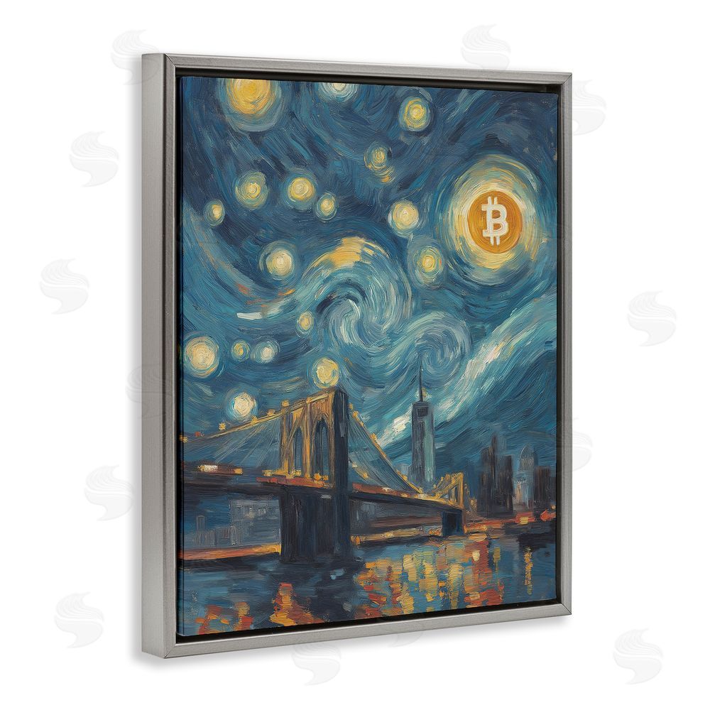 Svetlana Aleynikova Iconic Blockchain Moonlight Gray Floating Frame Canvas Wall Art Print