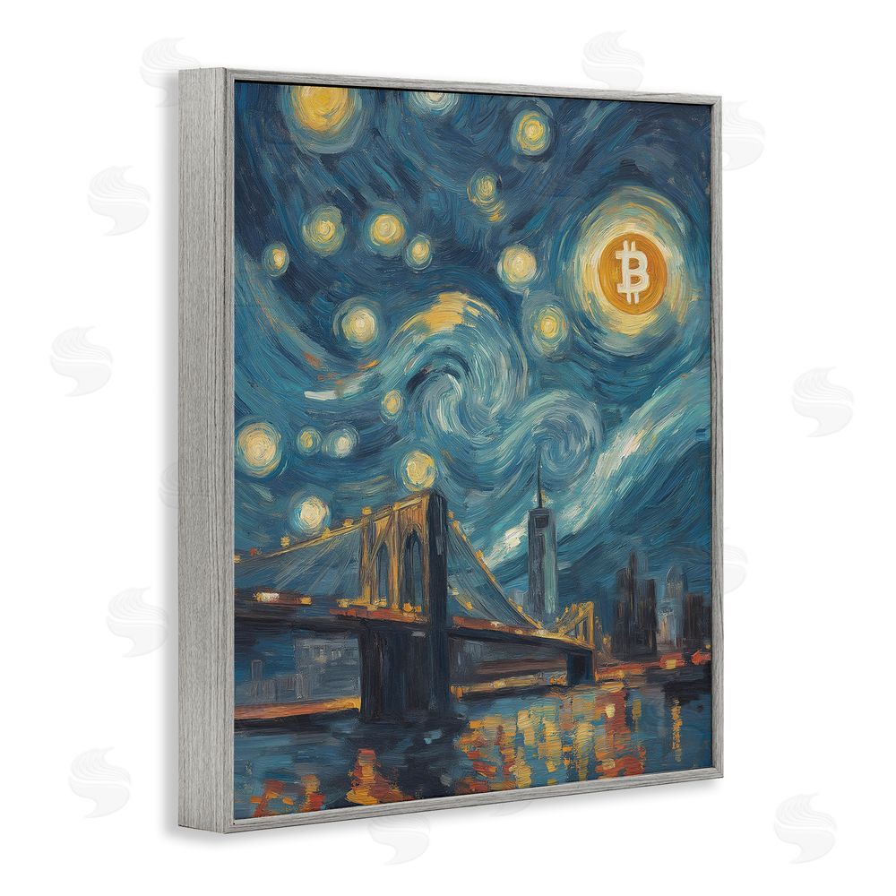 Svetlana Aleynikova Iconic Blockchain Moonlight Gray Framed Giclee Wall Art Print
