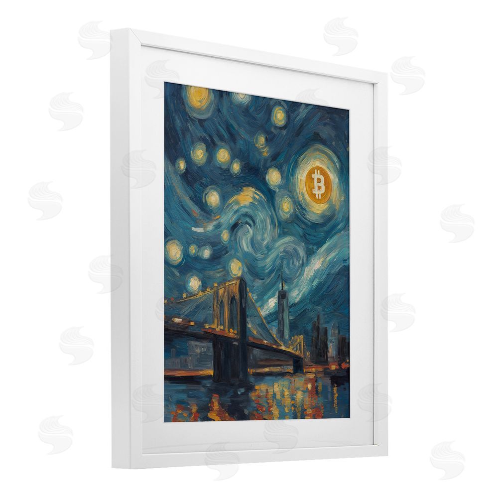 Svetlana Aleynikova Iconic Blockchain Moonlight White Framed Print Under Glass Wall Art
