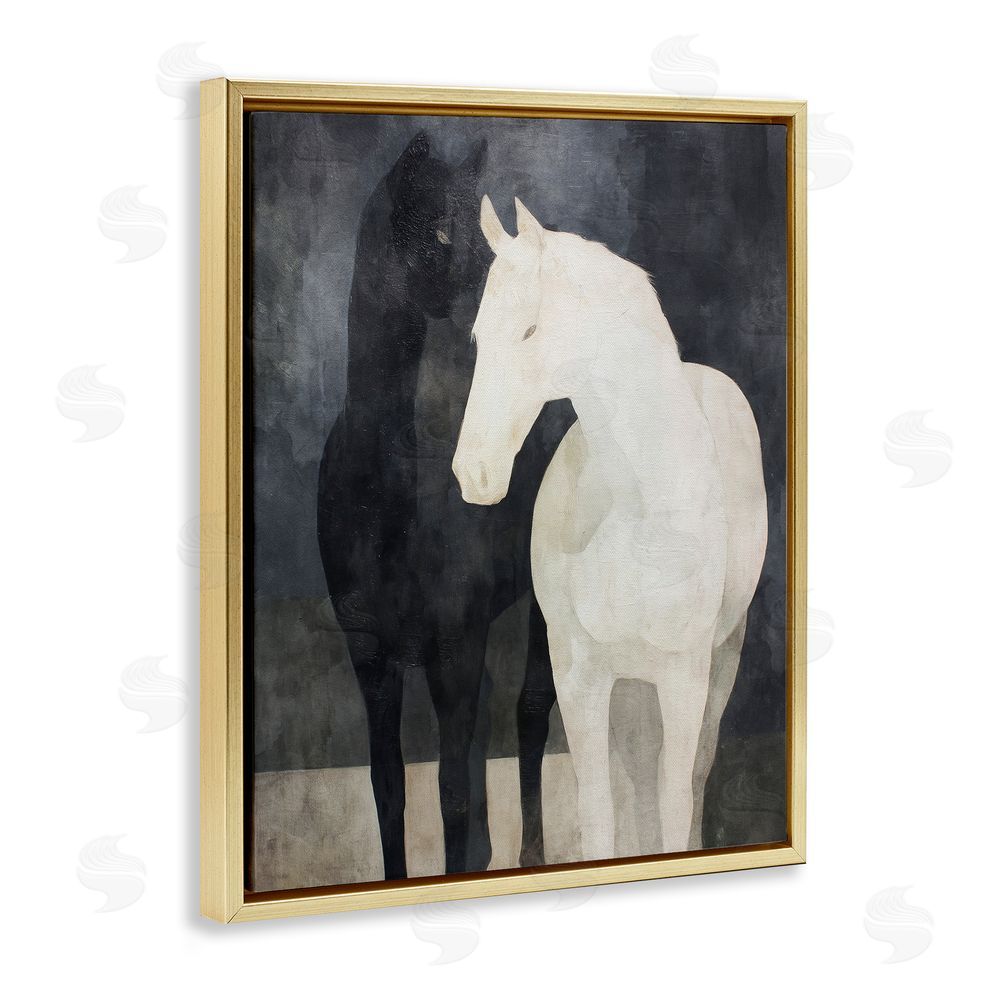Svetlana Aleynikova Equine Twins Of Wind Gold Floating Frame Canvas Wall Art Print