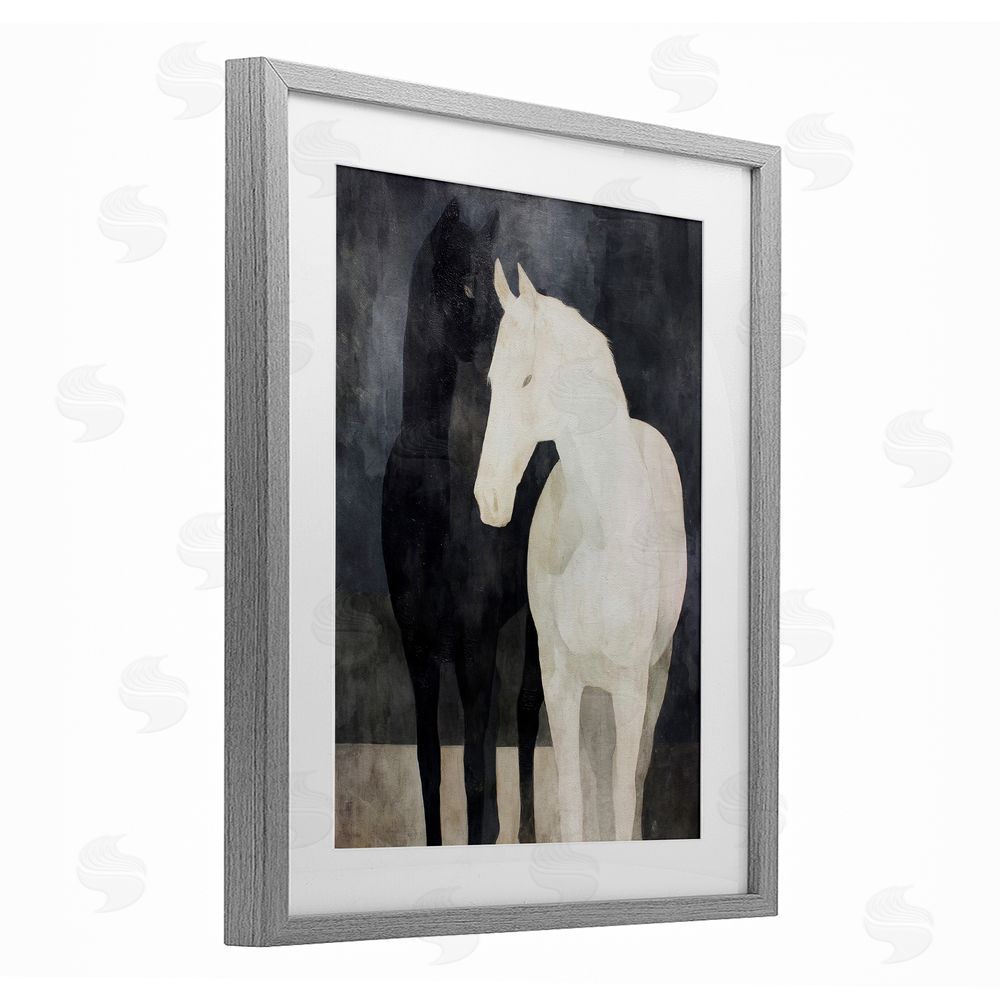 Svetlana Aleynikova Equine Twins Of Wind Gray Framed Print Under Glass Wall Art