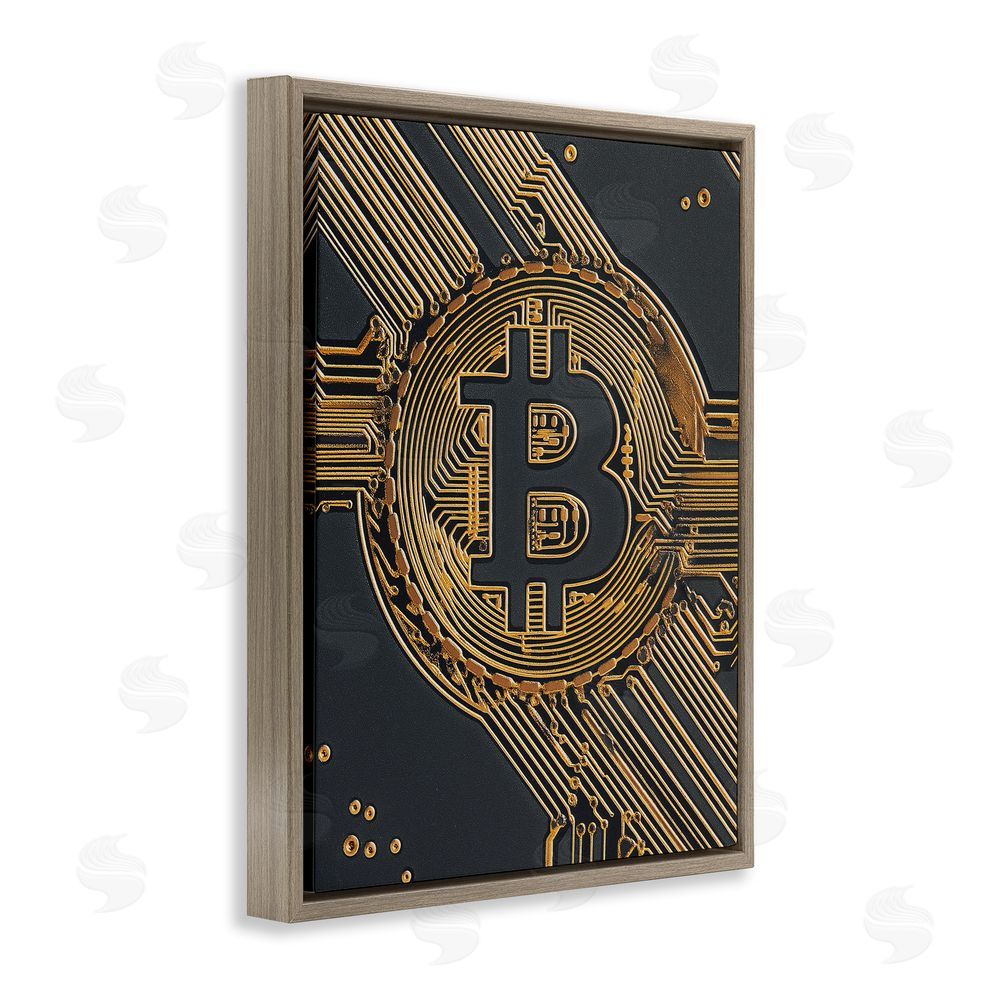 Svetlana Aleynikova Web Of Wealth Circuits Brown Floating Frame Canvas Wall Art Print